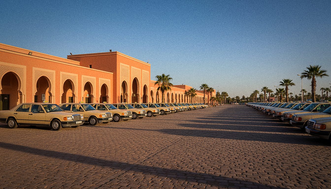 Station de taxis devant le terminal de l'Aéroport de Marrakech